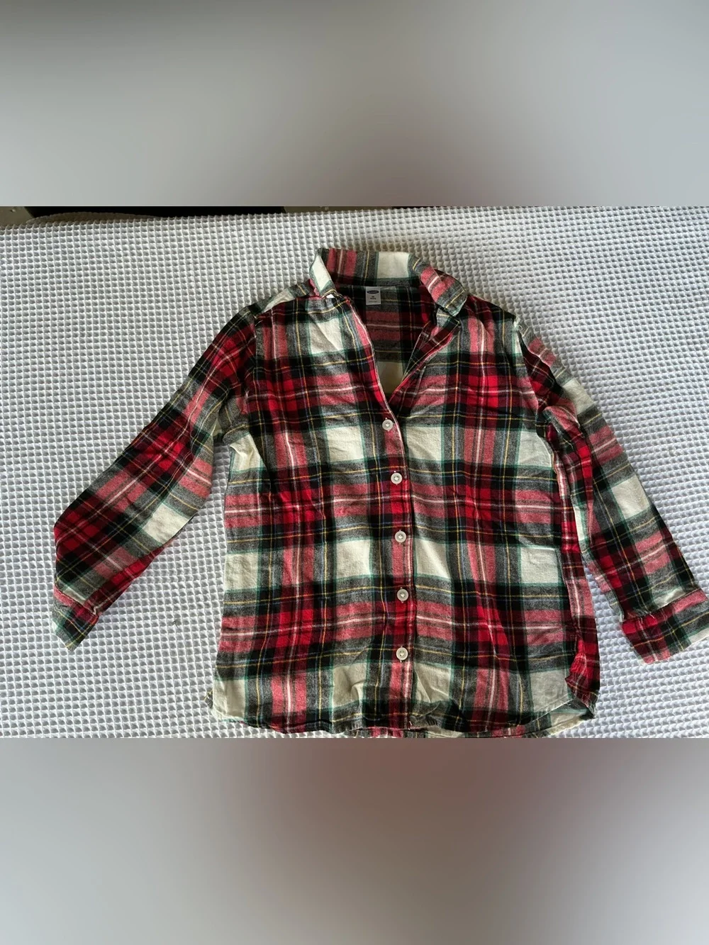 Old Navy Red and Cream Plaid Button-Down Shirt for Kids